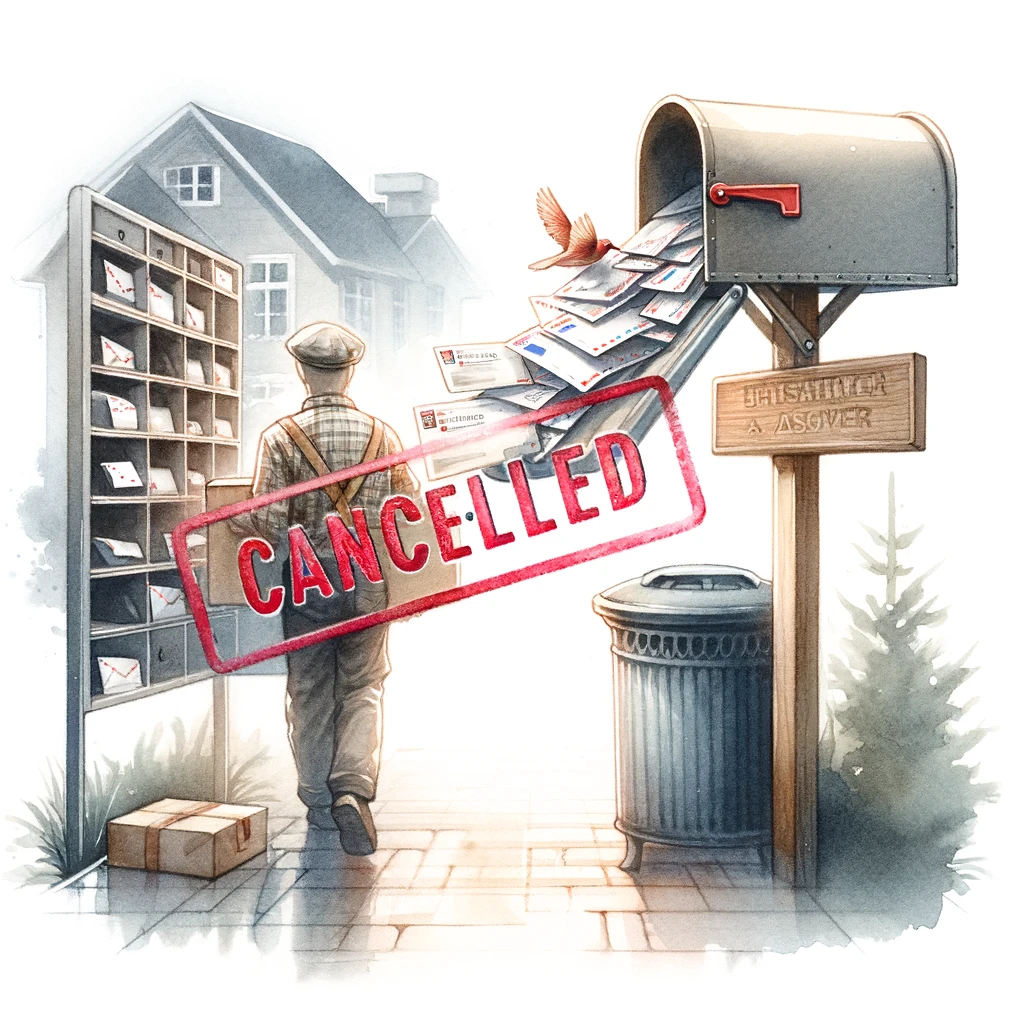 メール転送サービスのキャンセルプロセスを表現した画像