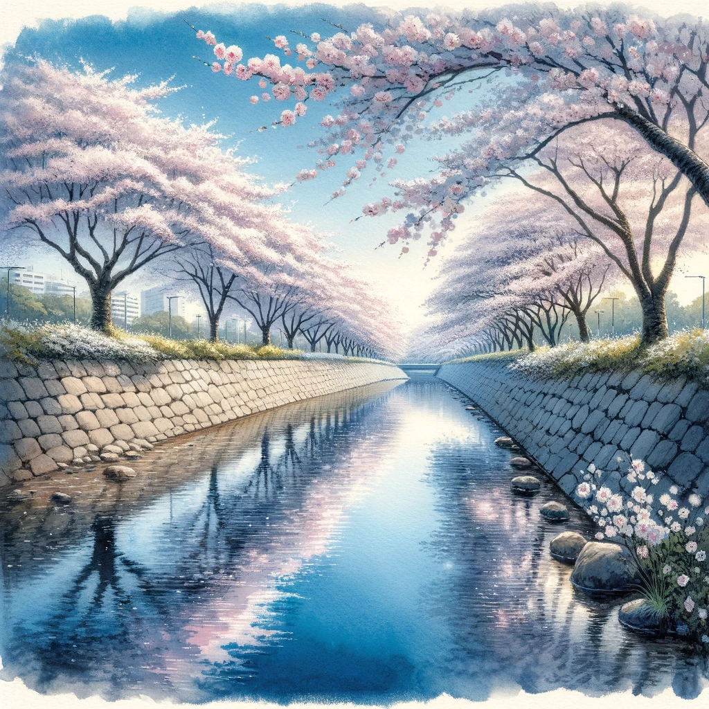 神戸市の王子公園における満開の桜の穏やかな風景